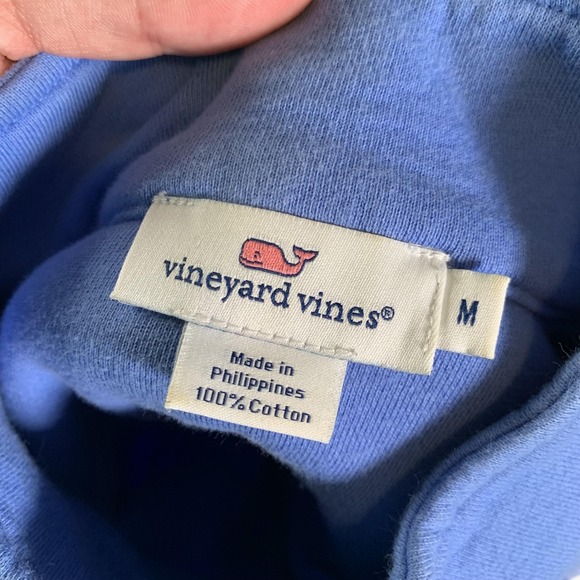 Vineyard Vines Pullover Womens Medium Blue Shep Sweater 1/4 Zip Gingham Patch - Picture 7 of 10